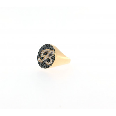 Anello Iniziale Diamanti neri e bianchi