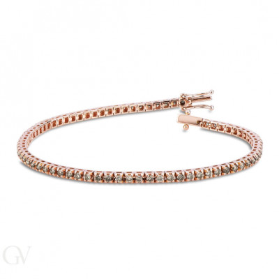 Bracciale Tennis oro rosa diamanti brown