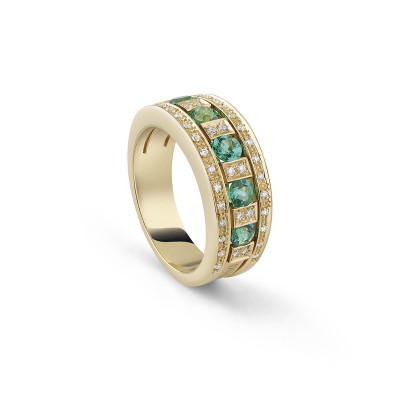 Anello Belle Epoque con smeraldi