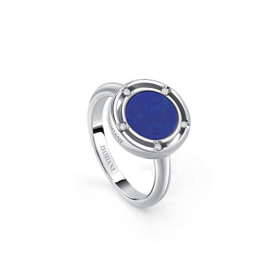 Anello in oro bianco, diamanti e lapislazzuli