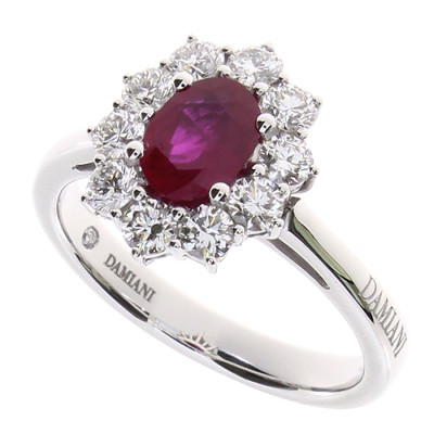 Anello Gemme in oro bianco con diamanti e rubino