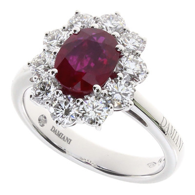 Anello Gemme in oro bianco con diamanti e rubino