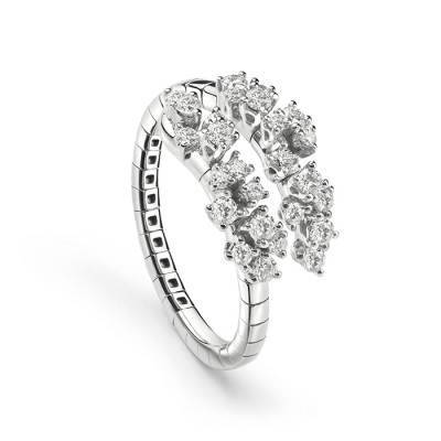 Anello Mimosa Flexi in oro bianco e diamanti