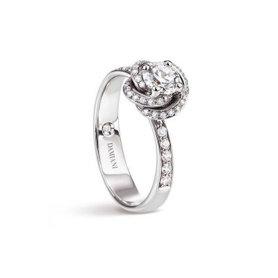 Anello Damiani Bocciolo Full Pavé con diamante ct 0,40 F VS + pavé di diamanti ct 0,27 