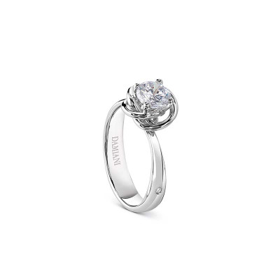 Anello solitario Bocciolo diamante ct 0,41 F VS2