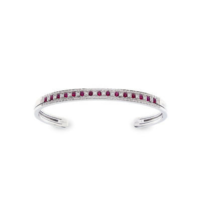 Bracciale in oro bianco, rubini e diamanti