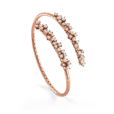 Bracciale Mimosa in oro rosa con diamanti bianchi e brown