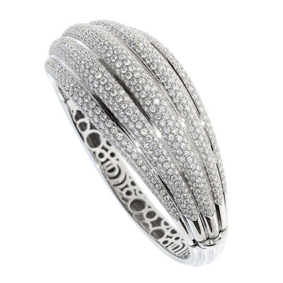 Bracciale Spicchi di Luna in oro bianco e pavé diamanti