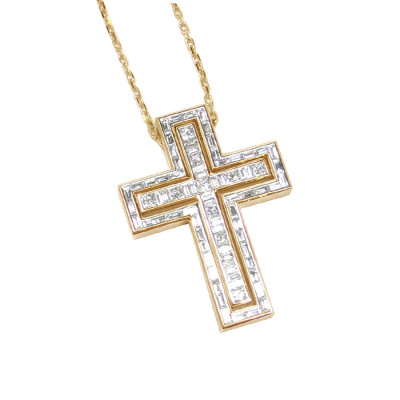 Collana Croce Belle Epoque oro giallo e diamanti