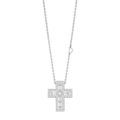 Collana Croce Belle Epoque oro bianco e diamanti