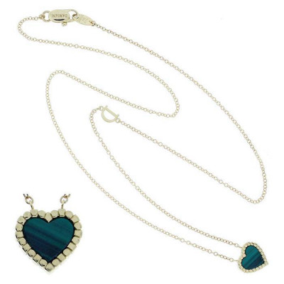 Collana Belle Epoque Cuore in oro giallo, malachite e diamanti