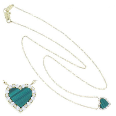 Collana Belle Epoque Cuore in oro giallo, malachite e diamanti
