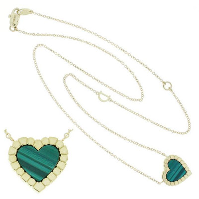 Collana Belle Epoque Cuore in oro giallo, malachite e diamanti