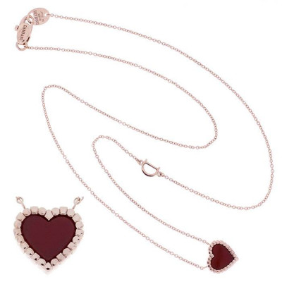 Collana Belle Epoque Cuore in oro rosa, corniola e diamanti