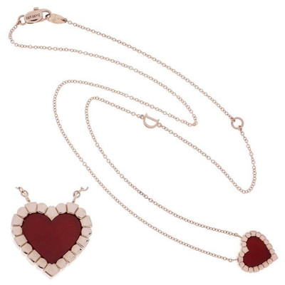 Collana Belle Epoque Cuore in oro rosa, corniola e diamanti