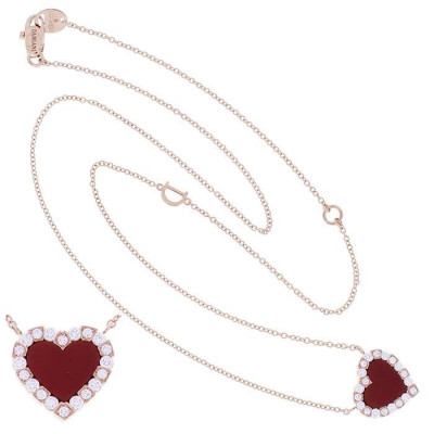 Collana Belle Epoque Cuore in oro rosa, corniola e diamanti