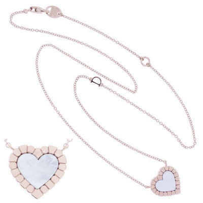 Collana Belle Epoque Cuore in oro rosa, madreperla e diamanti