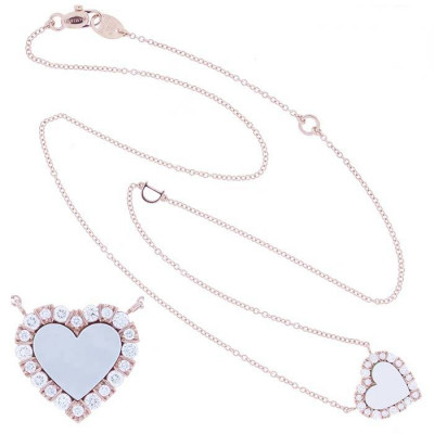 Collana Belle Epoque Cuore in oro rosa, madreperla e diamanti