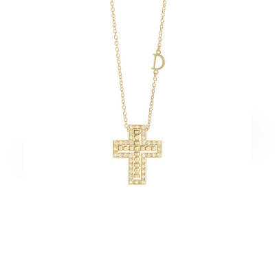 Collana Croce Belle Epoque oro giallo e diamanti