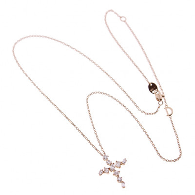 Collana Fantasy Croce con diamante ct. 0.83 GH VS