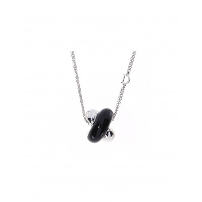 Collana Gomitolo in argento nero smaltato e diamanti