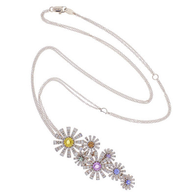 Collana Margherita in oro rosa con zaffiri e diamanti