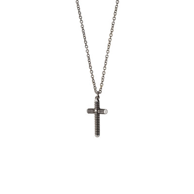 Collana Metropolitan Croce in oro black con diamanti