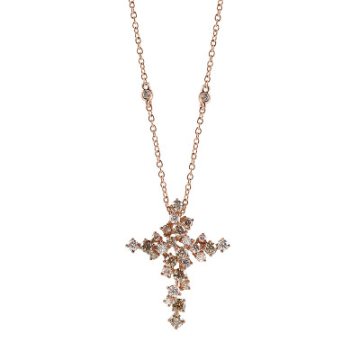 Collana Mimosa in oro rosa e diamanti bianchi e brown