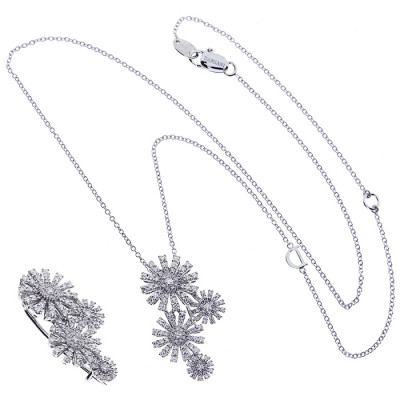 Collierino/Spilla Margherita oro bianco con diamanti