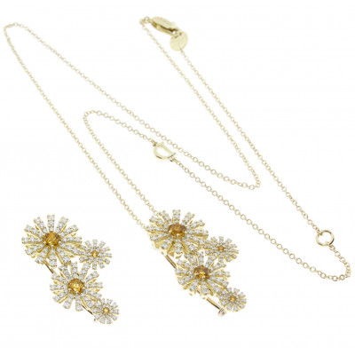 Collierino/Spilla Margherita oro giallo con diamanti