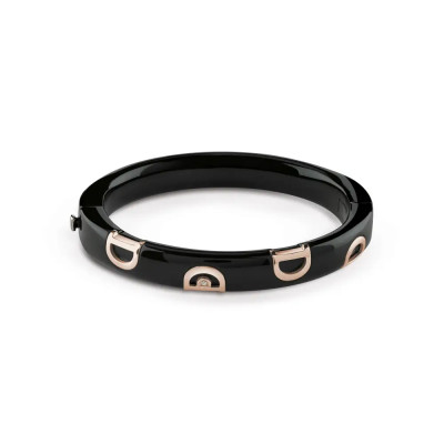 Bracciale in ceramica nera, oro rosa e diamante