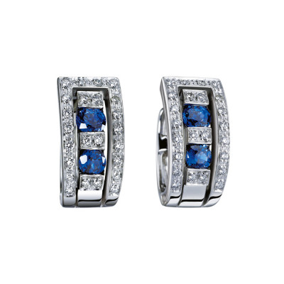 Orecchini Belle Epoque oro bianco diamanti e zaffiri