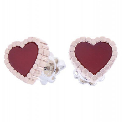 Orecchini Belle Epoque Cuore in oro rosa/bianco e corniola