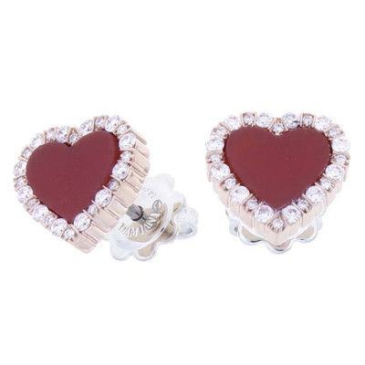 Orecchini Belle Epoque Cuore in oro rosa/bianco, corniola e diamanti