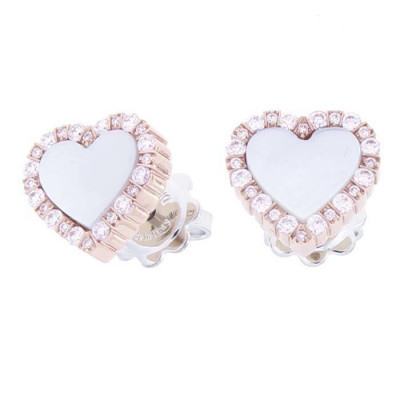 Orecchini Belle Epoque Cuore in oro rosa/bianco, madreperla e diamanti