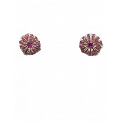 Orecchini Margherita in oro bianco, diamanti e zaffiri rosa