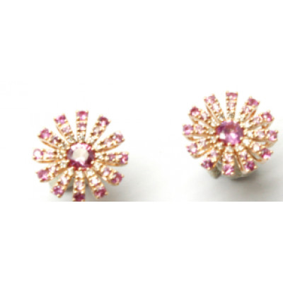 Orecchini Margherita in oro bianco, diamanti e zaffiri rosa