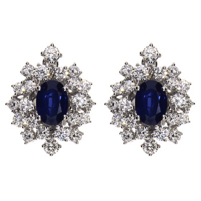 Orecchini Mimosa in oro bianco, diamanti e zaffiri