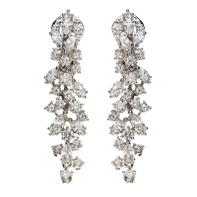 Orecchini Mimosa in oro bianco e diamanti