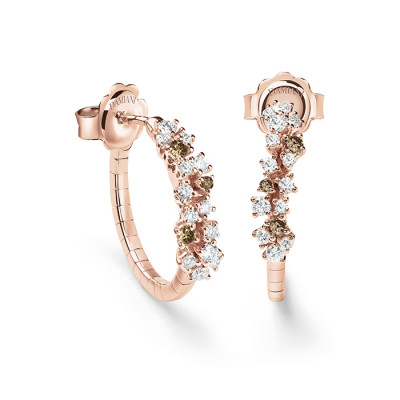 Orecchini Mimosa Flexi in oro rosa e brillanti brown