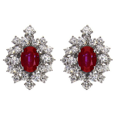 Orecchini Mimosa brillanti e rubini