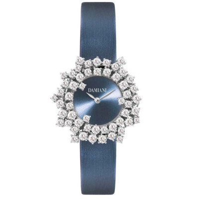 Orologio Mimosa in oro bianco e diamanti - cinturino blu