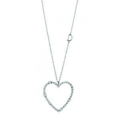 Collana cuore in oro bianco con diamanti