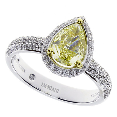 Anello solitario Minou full pavè diamanti e diamante fancy taglio goccia