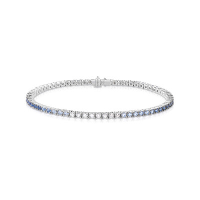 Bracciale Timeless tennis in oro bianco con diamanti e zaffiri 2,65 ct