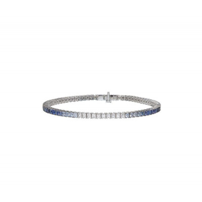 Bracciale Timeless tennis in oro bianco con diamanti e zaffiri 4,7 ct