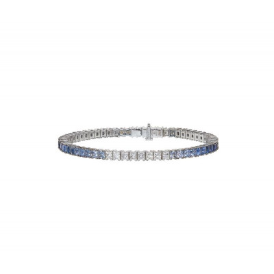 Bracciale Timeless tennis in oro bianco con diamanti e zaffiri 5,7 ct 