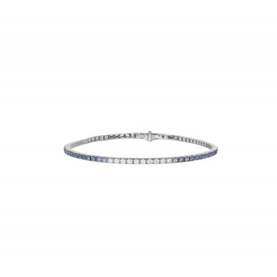 Bracciale Timeless tennis in oro bianco con diamanti e zaffiri 1,36 ct