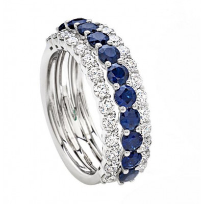 Anello Oro bianco Zaffiri Diamanti