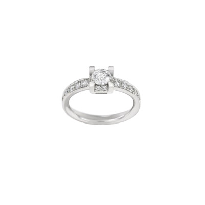 Anello Io Luce in oro bianco e diamante centrale 0,10 ct FG VS